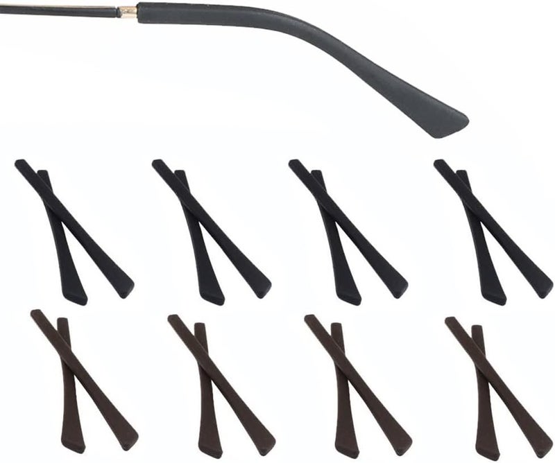 OPUGIT Eyeglass Replacement Temples,Silicone Glasses End Tips Ear Sock Pieces Sleeve for Thin Metal Glasses Legs,8 Pairs - Image 1